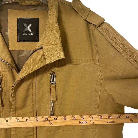 X Ray Military Utility Field Men’s Jacket M Khaki Canvas Zipped Lined Camo - Picture 4 of 10